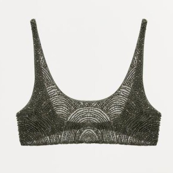 NWT ZARA BEADED SEQUIN BANDEAU TOP - Picture 5 of 6